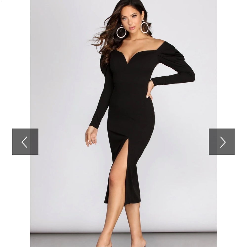 FIONA CREPE MIDI DRESS BLACK DRESS - WINDSOR